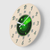 レーダー近接ピーチグレー軍隊時間 ラージ壁時計 (傾斜)