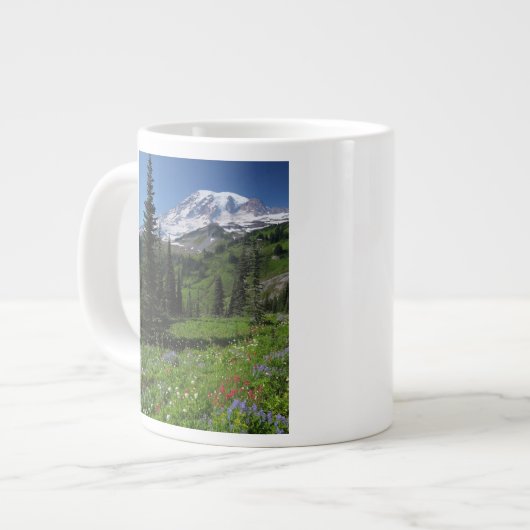 レーニア山の野生の花 ジャンボコーヒーマグカップ (正面左)