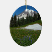レーニア山の高山植物と雪 セラミックオーナメント (右)