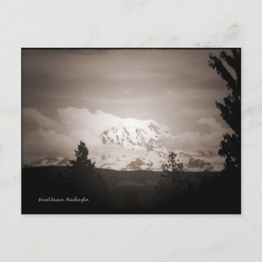 レーニア山のAntiqued郵便はがき ポストカード (正面)