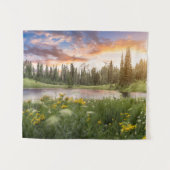 レーニア山のTipsoo湖 タペストリー (正面(横))