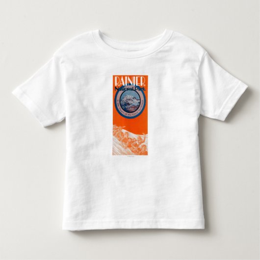 レーニア山ポスター- Sledding トドラーTシャツ (正面)