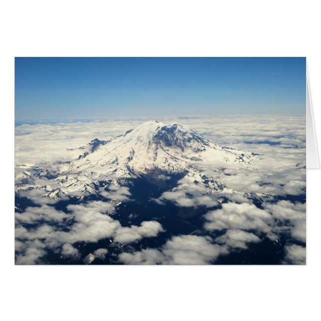 レーニア山、ワシントン州、航空写真、カード (正面横)