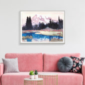 レーニア山、山レイニエ、吉田博、ウッドカット キャンバスプリント (インサイチュ (リビング))