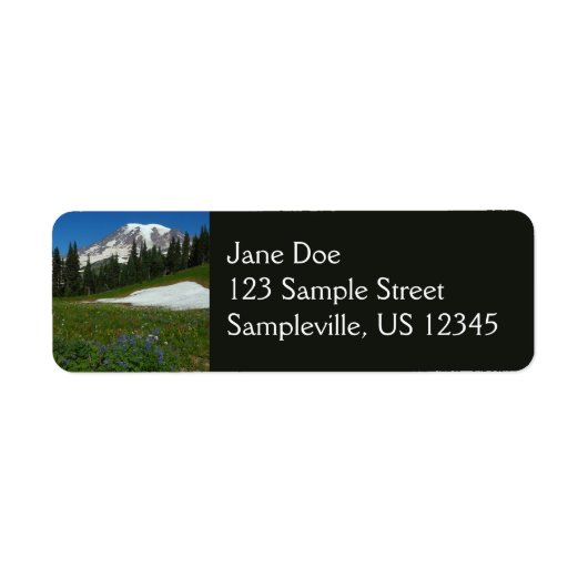 レーニア山、野の花と雪 ラベル (正面)