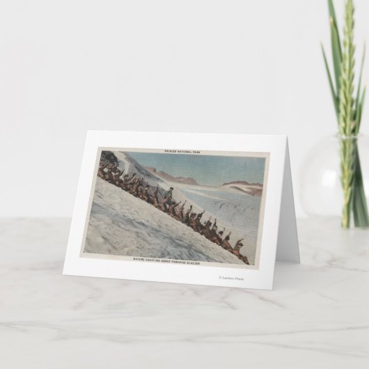 レーニア山、WA - Sledding人々のライン シーズンカード (正面)