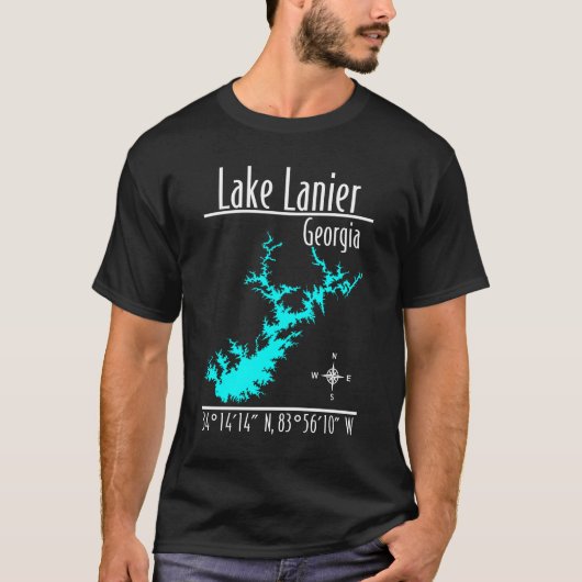 レーニア湖ジョージア州地図座標 Tシャツ (正面)