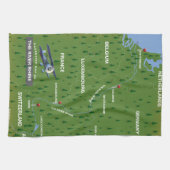 レーヌ川のレトロな旅行地図。キッチンタオル キッチンタオル (横)