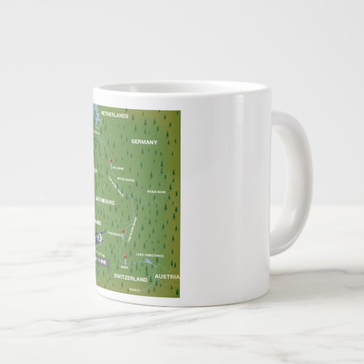 レーヌ川のレトロな旅行地図。巨大コーヒーマグ ジャンボコーヒーマグカップ (正面右)