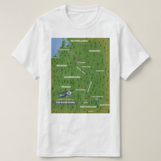 レーヌ川のレトロな旅行地図。Tシャツ Tシャツ (デザイン正面)