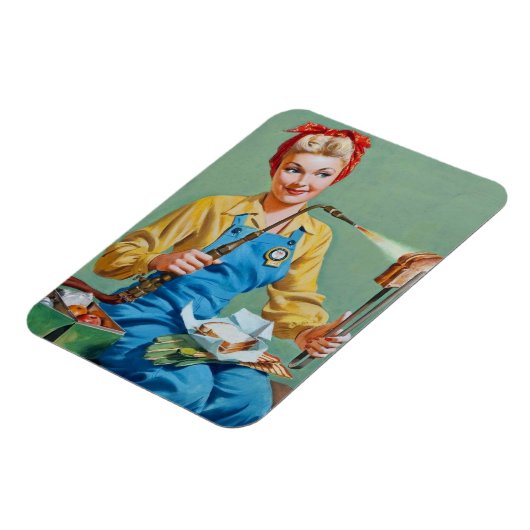 レーバーのロージーがトーストしたチーズを作る マグネット (左側)