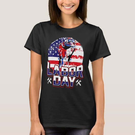 レーバーデー お祝い アメリカ国旗 最高の祭典 Tシャツ (正面)