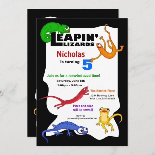 レーピン間抜けグリザード誕生日招待状 招待状 (正面/裏面)