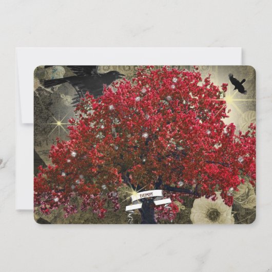 レーブンレッドツリーゴシック結婚式招待状 招待状 (裏面)