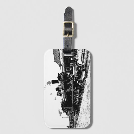 レールに乗る – ヴィンテージスチームトレインラゲージタグ ラゲッジタグ (正面縦)