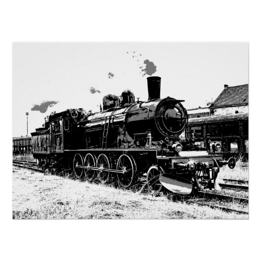 レールに乗る – ヴィンテージ蒸気列車 ポスター (正面)