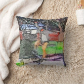 レールに乗る – 漫画スケートボーダーデザイン クッション (ブランケット)