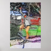 レールに乗る – 漫画スケートボーダーデザイン ポスター (正面)