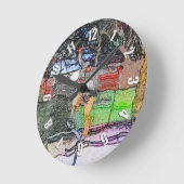 レールに乗る – 漫画スケートボーダーデザイン ラウンド壁時計 (傾斜)