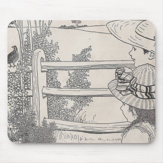 レールに浮かぶウズラ マウスパッド (正面)