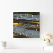 レールテクスチャの分割壁の時計 スクエア壁時計 (ホーム)