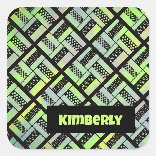 レールフェンスのパッチワークのキルトパターン スクエアシール (正面)