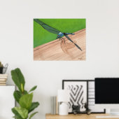 レールポスターに登場するトンボの青い虫 ポスター (ホームオフィス)