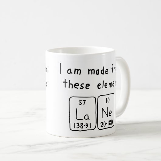 レーンの定期的なテーブル名の重複 コーヒーマグカップ (正面右)