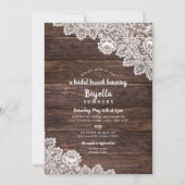レー素朴スアンドウッドブランチブライダルシャワー 招待状 (正面)