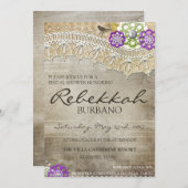 レー素朴ス動揺してブライダルシャワー招待状 招待状 (正面/裏面)