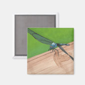 レー芸術的ル磁石の青いトンボ マグネット (正面/裏面)