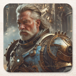 レ威厳のあるガルスチームパンクキング紙コースター スクエアペーパーコースター