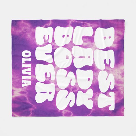 レ最高のディボスエバーレトロパープル絞り染めカスタム フリースブランケット (正面(横))