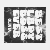 レ最高のディボスエバーレトロブラック絞り染めカスタム フリースブランケット (正面(横))