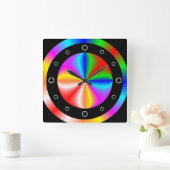 レ鮮やかインボ スクエア壁時計 (ホーム)