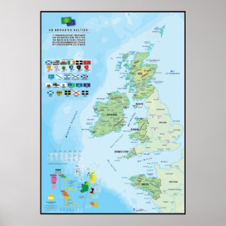 レ6カ国のセルティック： carte en breton ポスター