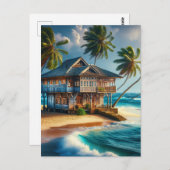 ロかわいらしグキャビンビーチハウスハピー ポストカード (正面/裏面)