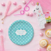 ロかわいらしビンズエッグブルー水玉模様紙プレート ペーパープレート (パーティー)