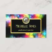 ロはっきりしたカラフルゴQRコード金ゴールド抽象芸術 名刺 (正面)