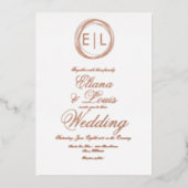 ロはっきりしたゴリングや輪結婚の押し箔招待状 箔招待状 (正面)