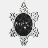 ロアション、レンヌ国旗のハート、ブリタニー スノーフレークピューターオーナメント (右)