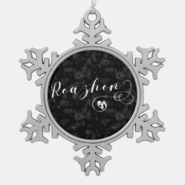 ロアション、レンヌ国旗のハート、ブリタニー スノーフレークピューターオーナメント