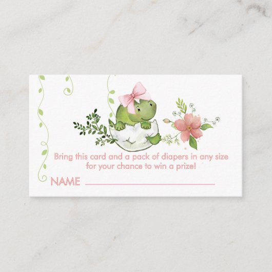 ロアソーム赤ちゃんシャワーおむつラッフルカード女児用 エンクロージャーカード (正面)