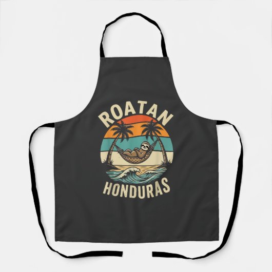 ロアタン ホンジュラス ナマケモノ Tシャツ エプロン (正面)