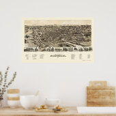 ロアノケ, VAパノラママップ – 1891 ポスター (キッチン)