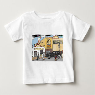 ロアノークの陸標のテキサス州の居酒屋の漫画のスケッチ ベビーTシャツ