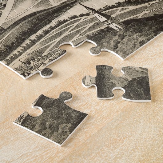 ロアノークヴァージニア(1891年)のヴィンテージの絵解き地図 ジグソーパズル (側面)