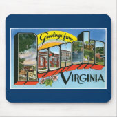 ロアノーク、ヴァージニアからの挨拶! レトロの郵便はがき マウスパッド (正面)
