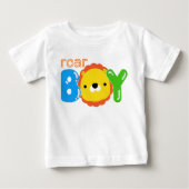 ロアボーイかわいいライオンサファリジャングル動物の子供 ベビーTシャツ (正面)