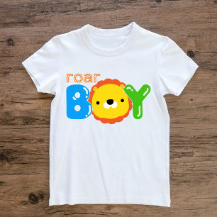 ロアボーイかわいいライオンサファリジャングル動物の子供 ベビーTシャツ